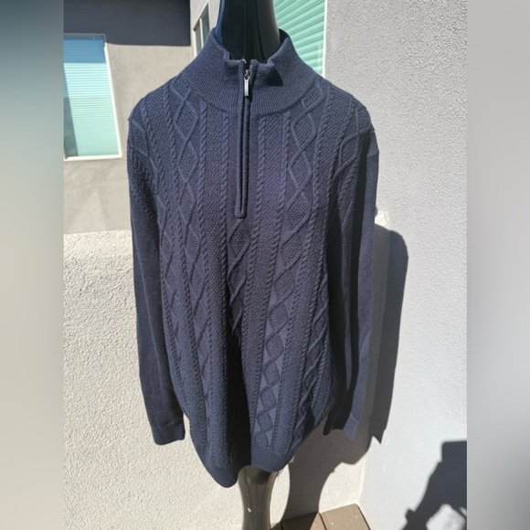 Brooks Brothers Other - Brooks Brothers XL Navy Blue Cable Knit 1/4 Zip Pullover Sweater